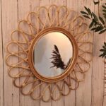 "Boho Bloom" Rattan Petal Wall Mirror by Xclusive Art