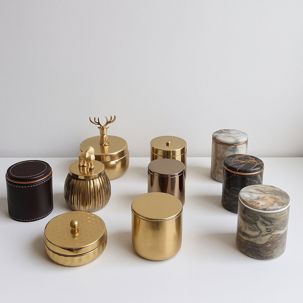 ChatGPT Image Nov 7, 2025, 02_09_16 PM Xclusive Art Luxury Decorative Storage Jars Candle Stand (Pack of 10 Pieces) - Image 1