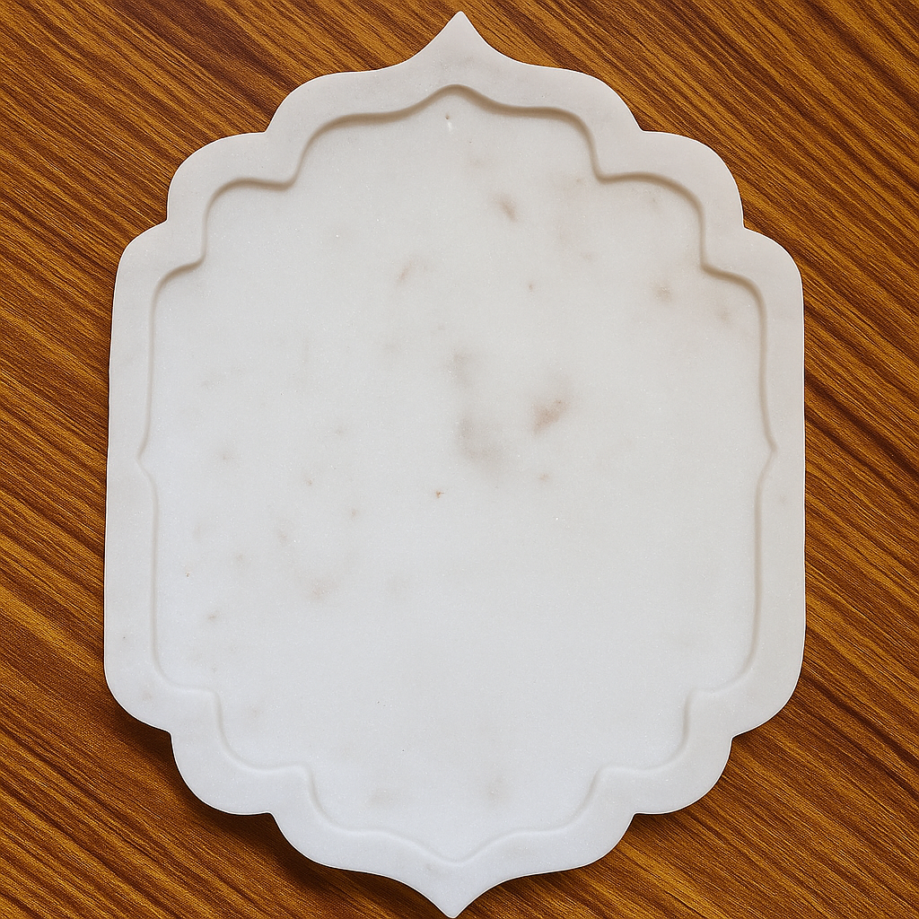 ChatGPT Image Nov 7, 2025, 02_29_50 PM Xclusive Art Hand-Carved White Marble Lotus Pooja Thali / Decorative Tray - Image 1