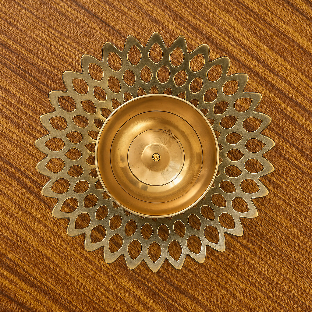 Xclusive Art Golden Petal Filigree Votive / Diya Holder - Image 1