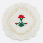 White Marble Lotus Inlay Decorative Plate