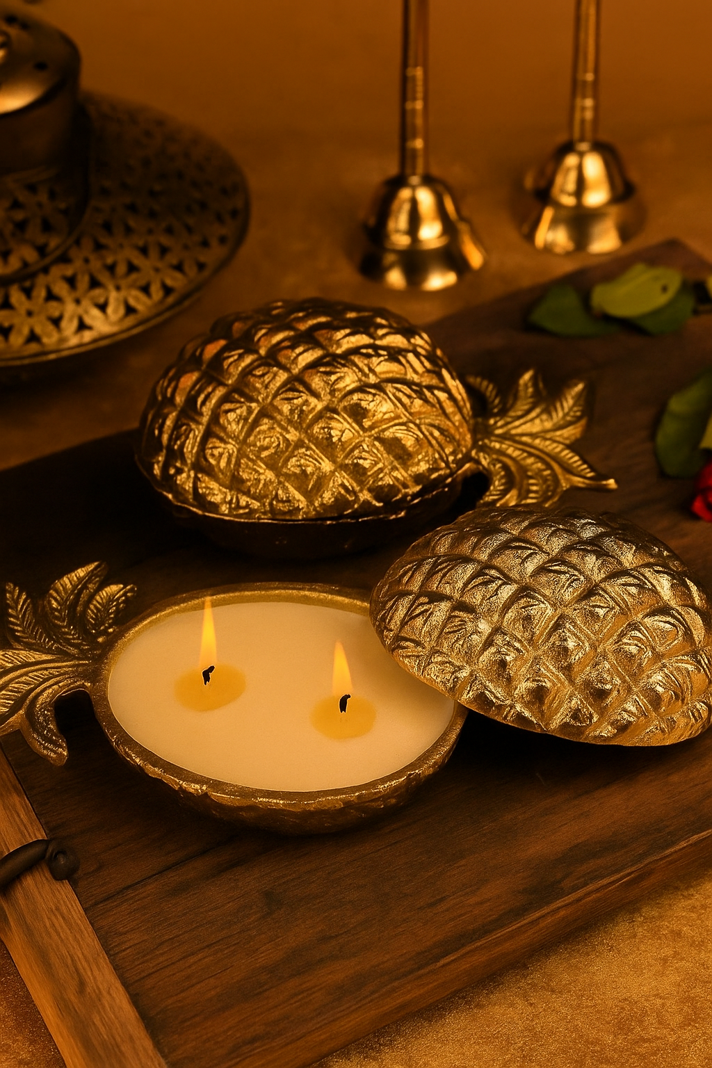 ChatGPT Image Nov 7, 2025, 04_02_23 PM Golden Pineapple Dual-Wick Candle Holder by Xclusive Art - Image 1
