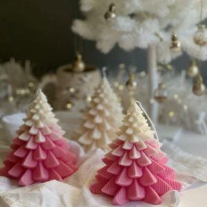 Xclusive Art – Pink Gradient Pine Tree Candle (Handcrafted Edition)