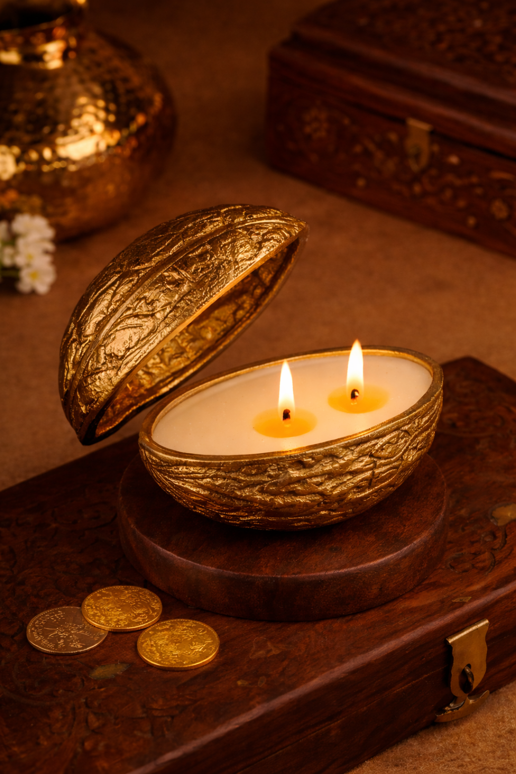 walnut2 Golden Walnut Grove Dual-Wick Candle Holder - Image 1
