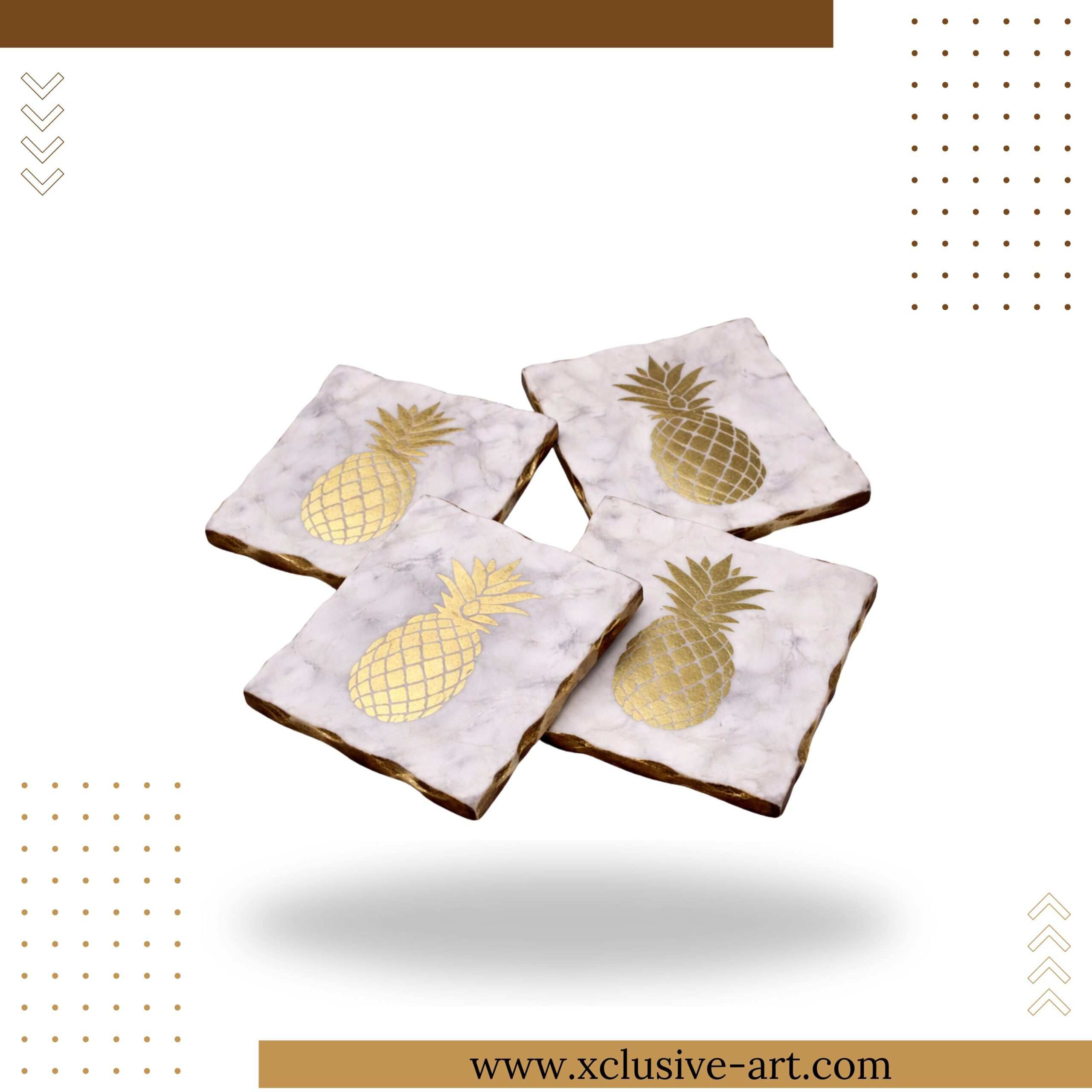 _Product Instagram Post (22) Pineapple Marble Coasters – Set of 4 - Image 1